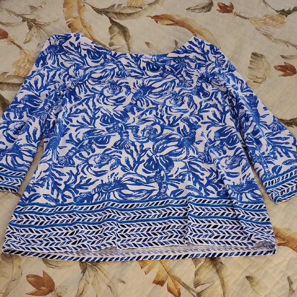 Lilly Pulitzer Blue and White Waverly Top